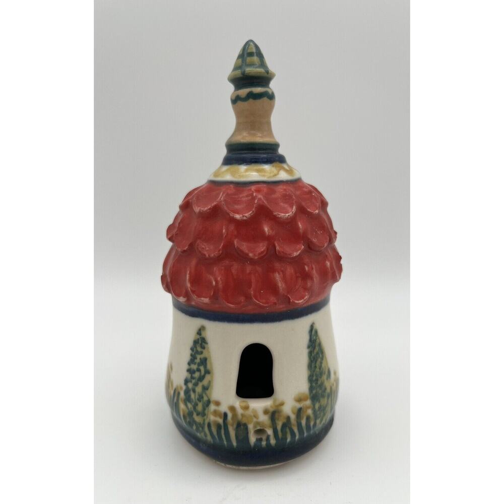 Vintage Debbie Dean Pottery Miniature 6” Bird House Cottage Figurine ~ Signed
